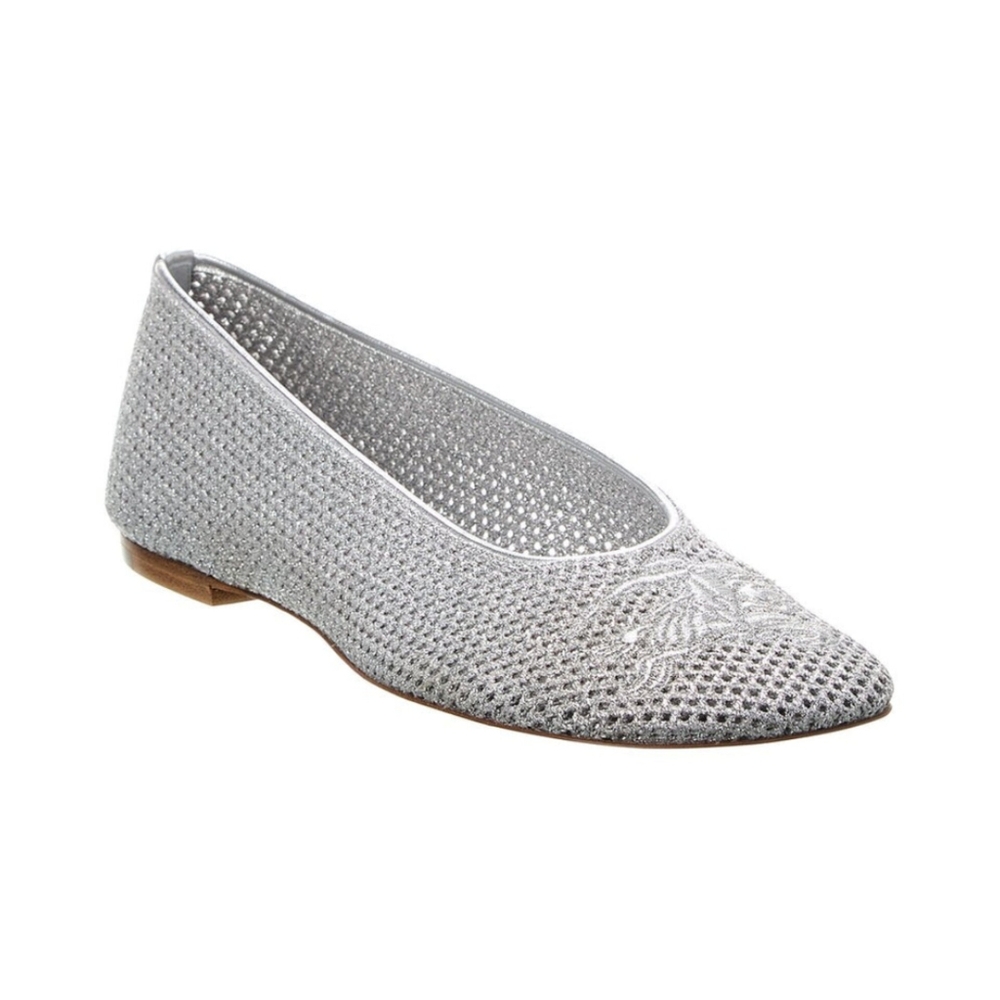 NIB $970 Burberry Prorsum Lurex Mesh Ballerina Flats Silver Leather 36.5 // 6.5
